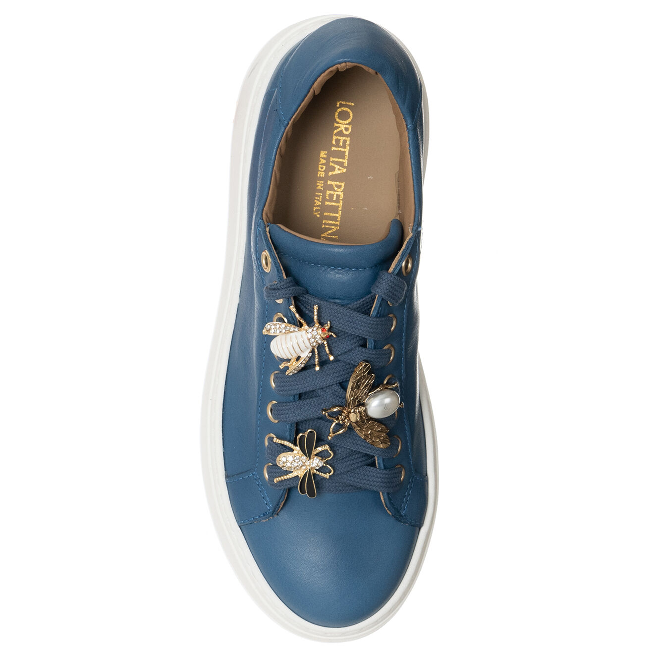Loretta Pettinari Sneakers en Cuir Osta bleu/blanc