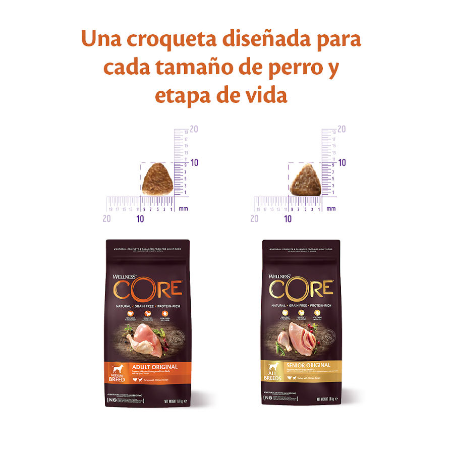 Ração para cães Wellness Core Adult de porte médio/grande, sabor peru, com baixo teor de gordura, 1,8 kg.