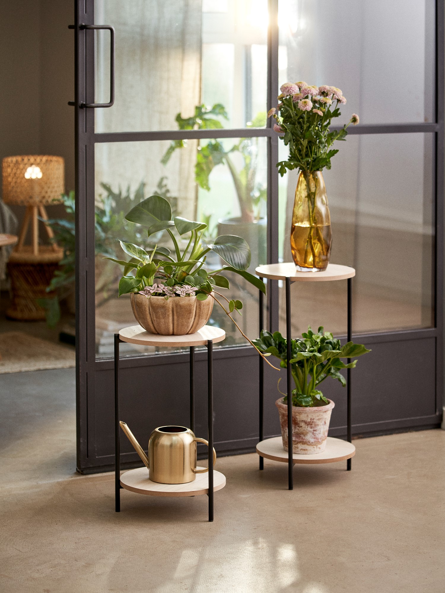 Planteopsats | Jern/MDF/poppeltræ. 27 x 27 x 46 cm. | Black