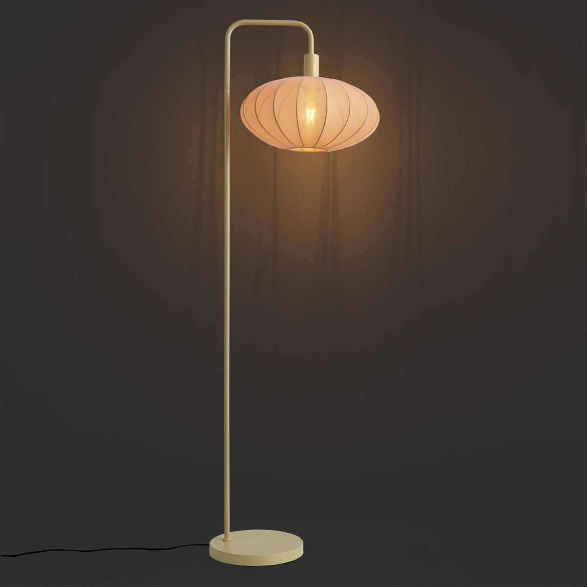 Japandi vloerlamp beige met stoffen crème kap - Bida
