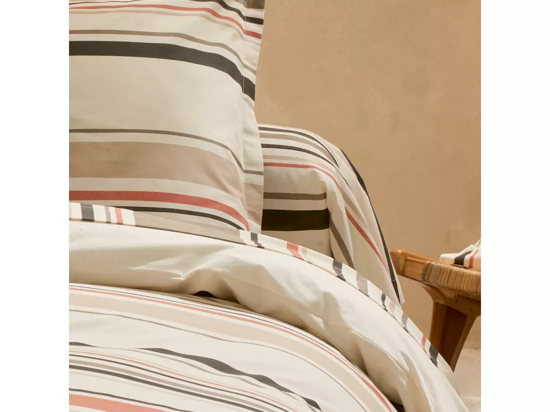 Taie de traversin 140x43 cm coton HUGO beige/corail