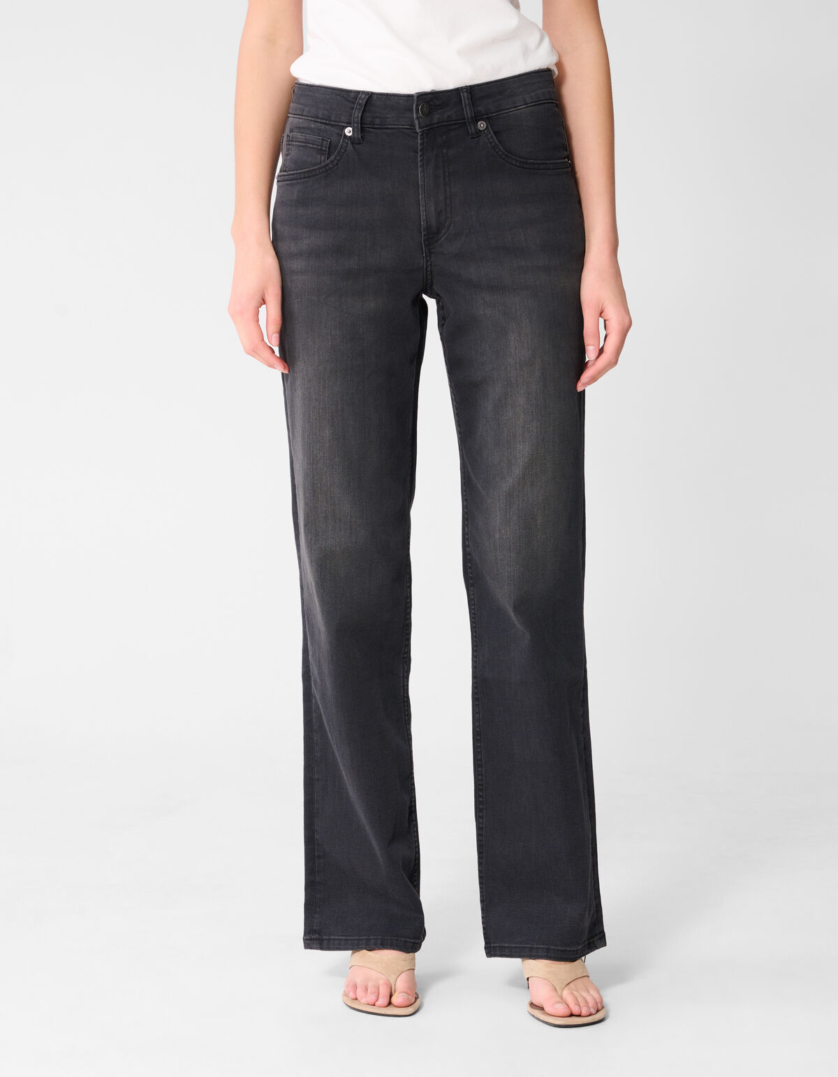 Straight Fit Jeans Donkergrijs