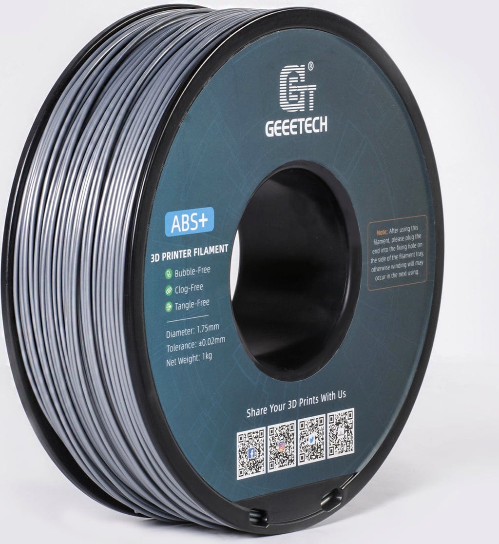 GEEETECH  ABS+ Silver, 1,75 mm / 1000 g    Beständiges ABS-Filament für robuste und langlebige Modelle in Silver