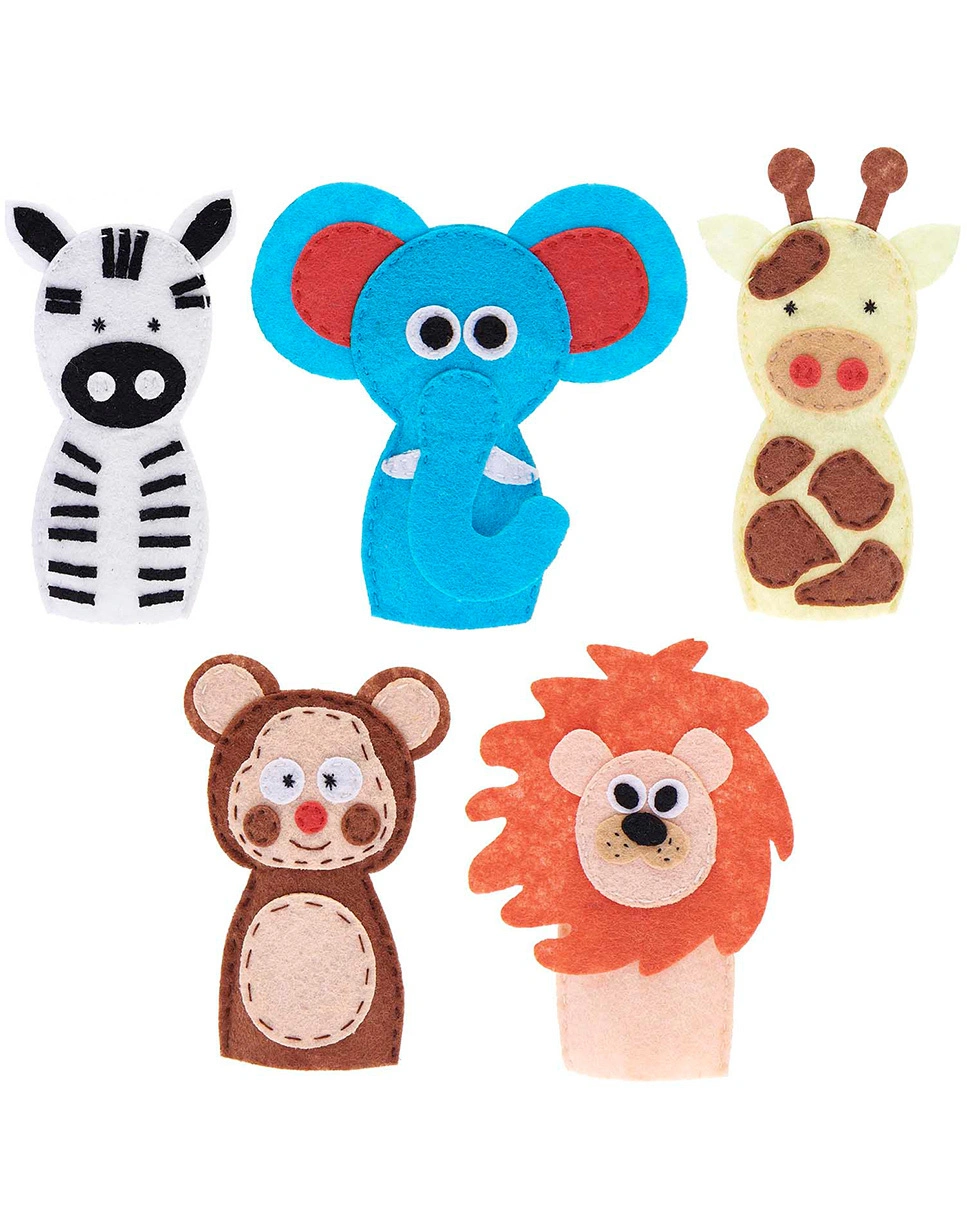 Filz-Bastelset FINGERPUPPEN - WILDE TIERE 5-teilig
