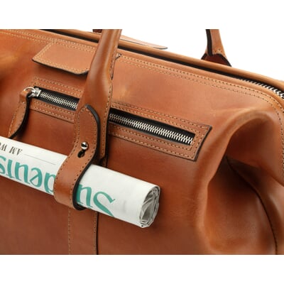 Weekender Stierleder klein, Cognac
