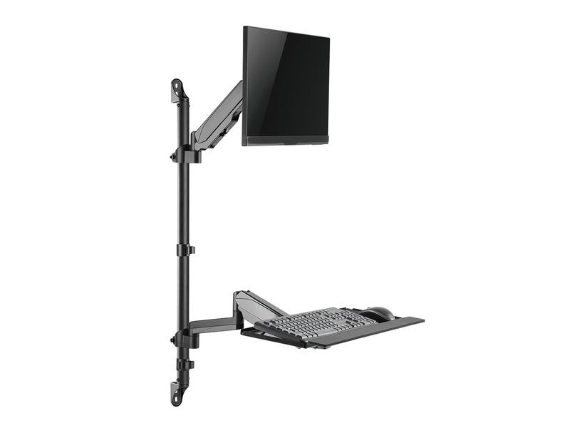 NEOMOUNTS Monitor-Standfuss WL90-325BL1 Schwarz Höhenverstellbarer, wandmontierter Arbeitsplatz für 17-32