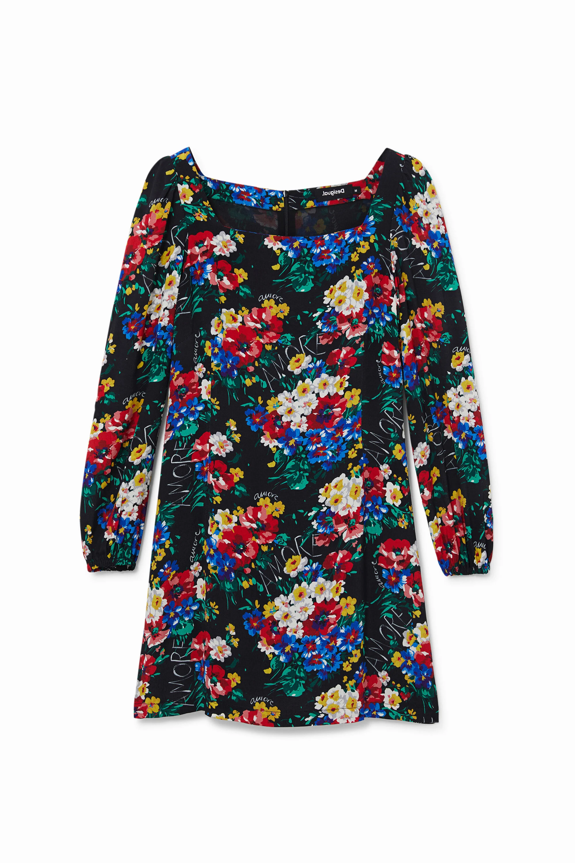 Vestido curto justo com decote quadrado