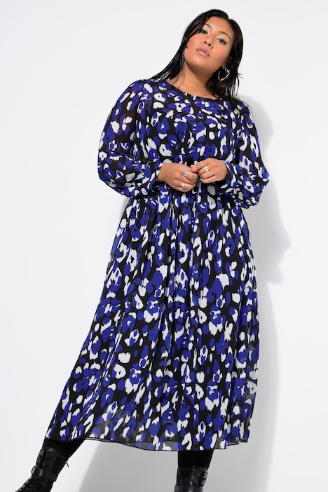 Maxikleid, A-Line, Color-Leo, Langarm