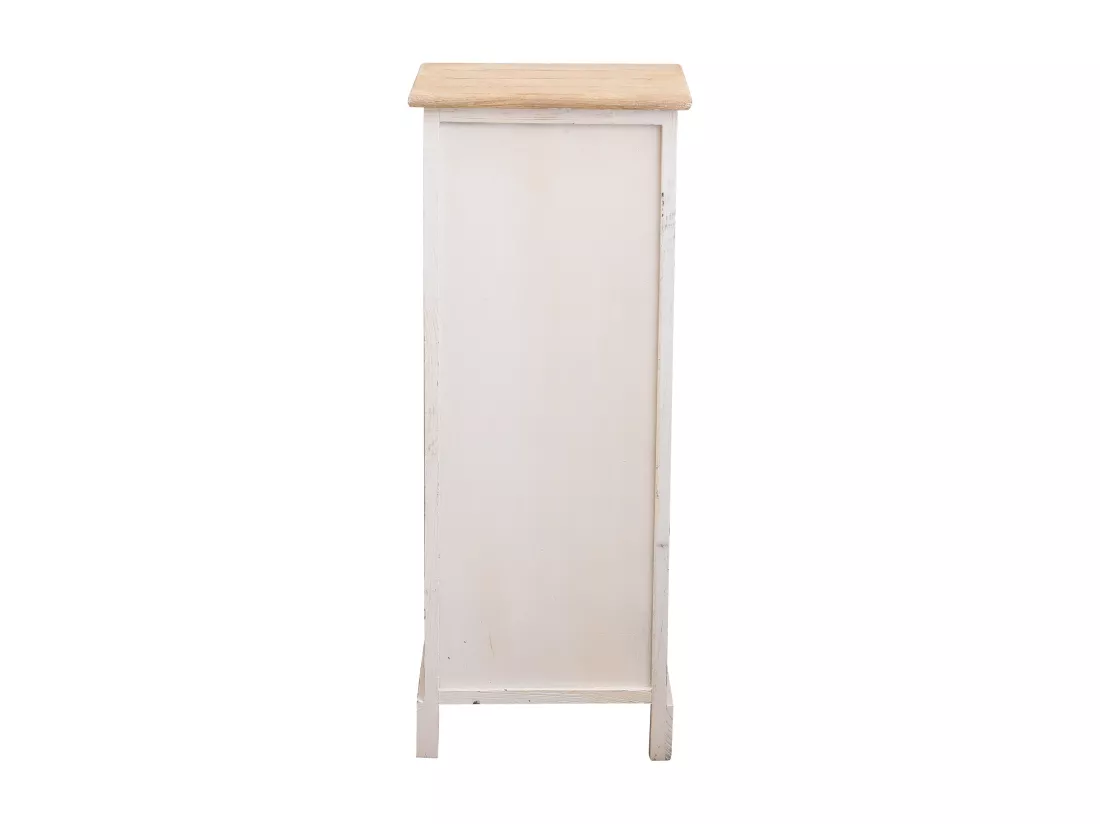 Chiffonnier Chevet 4 Tiroirs Bois Blanc Gris Shabby 72x29x25