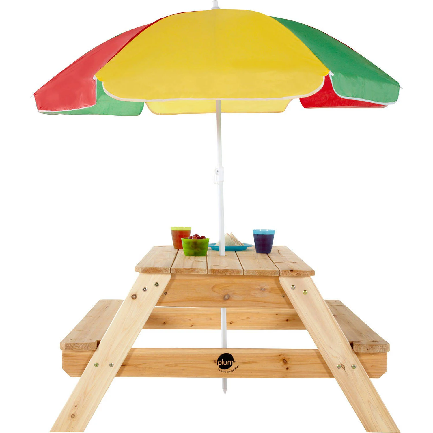 Plum houten kinderpicknicktafel met parasol
