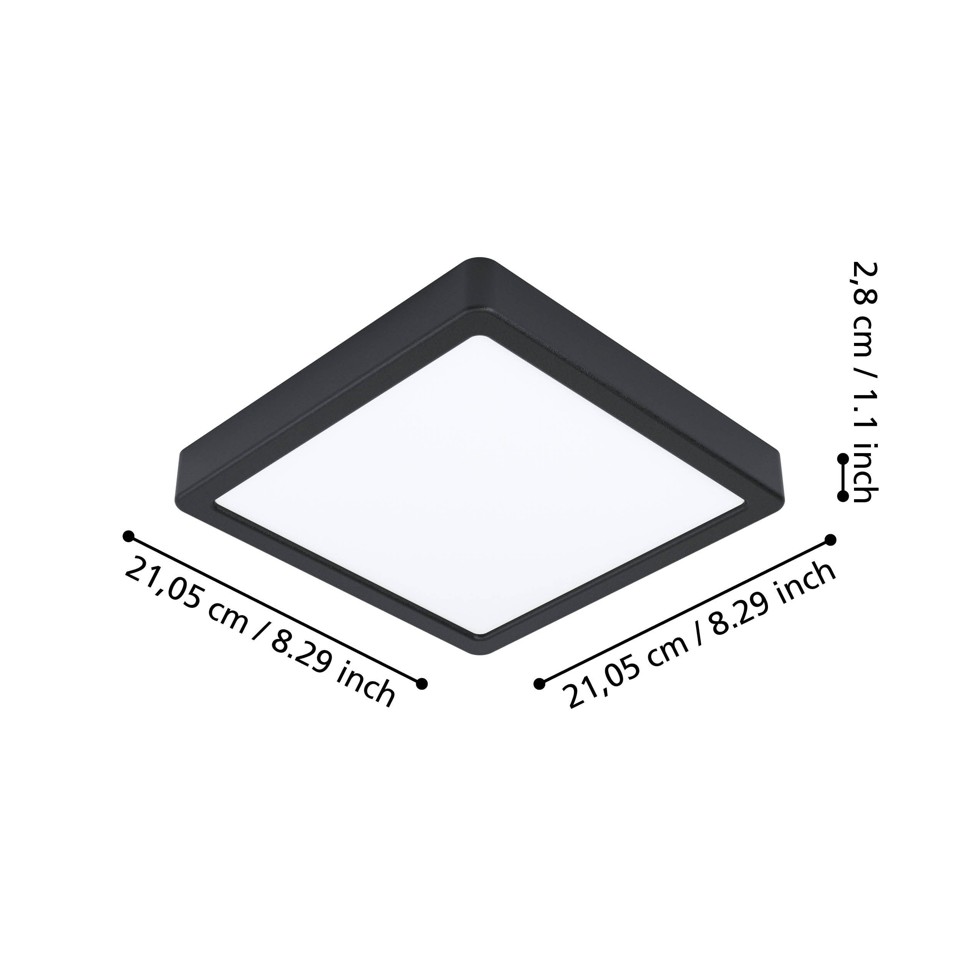 EGLO - Fueva-Z plafond sort 21x21 - TW - Zigbee, Bluetooth