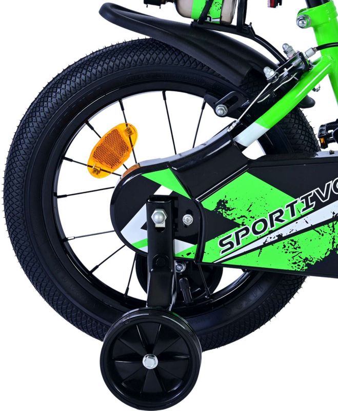 Volare - Sportivo - Kinderfiets - Groen Zwart - 14 Inch - Twee Handremmen