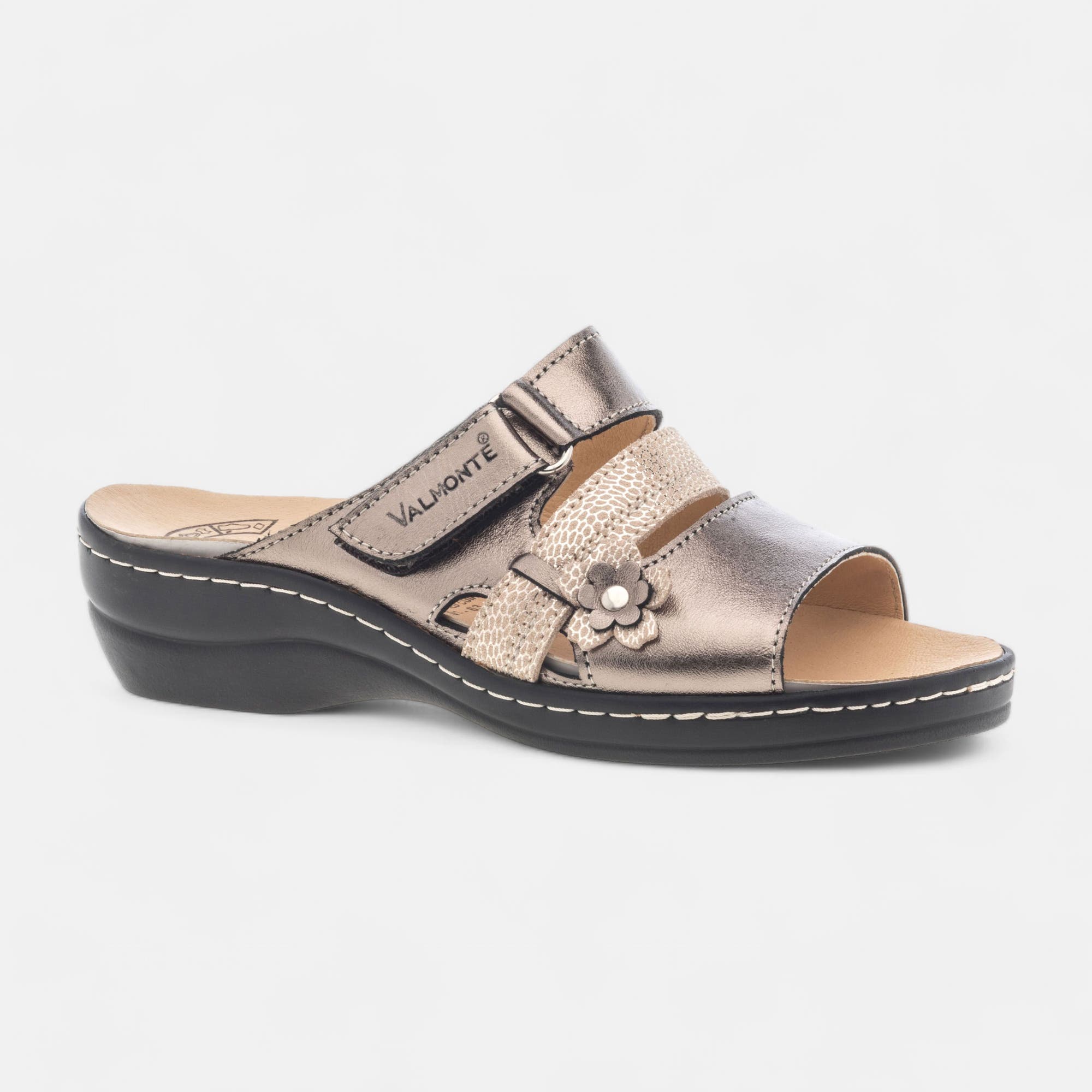Nu-pieds confort Femme en cuir bronze