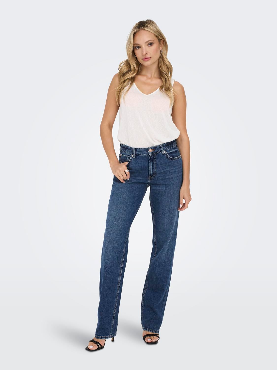 ONLJACI Mittlere Taille Gerade geschnitten Jeans Medium Blue Denim