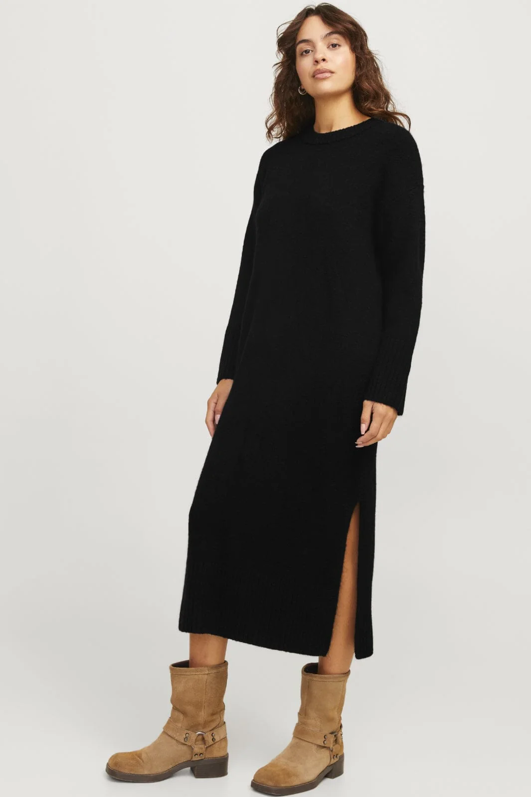 Jjxx Jxoline Diverse Dress Knit 12268051 4641064 black moonbeam neck piping