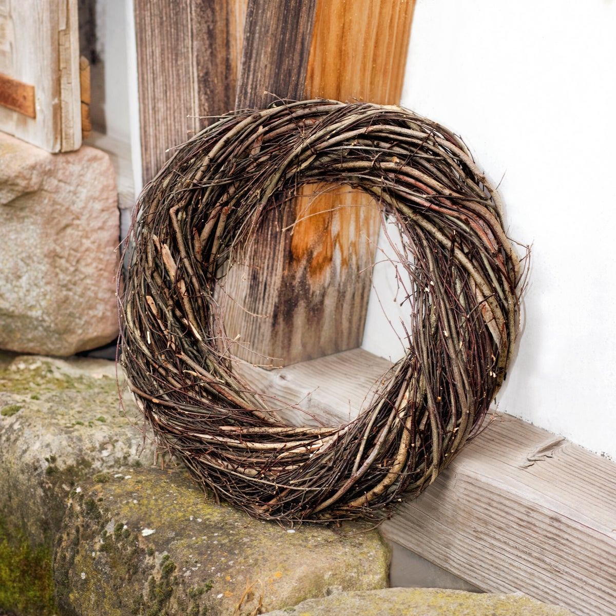 FRANK FLECHTWAREN | Krans van twijgen, groot, ca. Ø 45 cm, binnen Ø 26 cm, zonder decoratie, NATUURLIJKE MATERIALEN