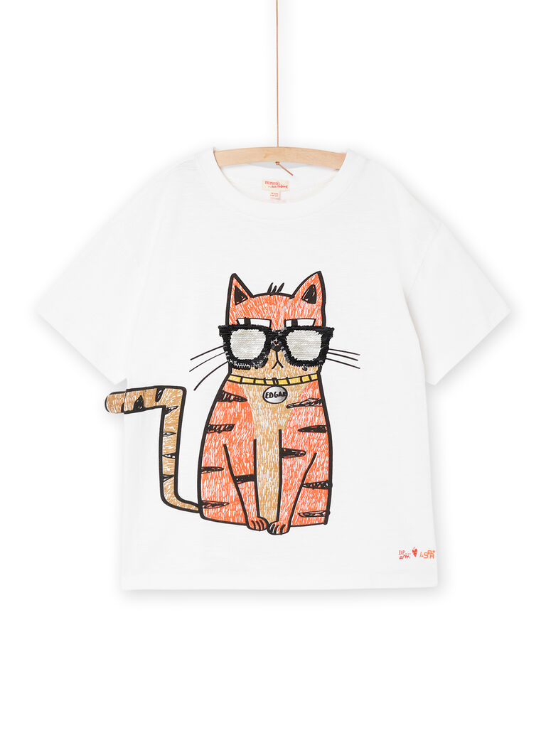 T-shirt blanc à motif chat capsule spa - Mixte
