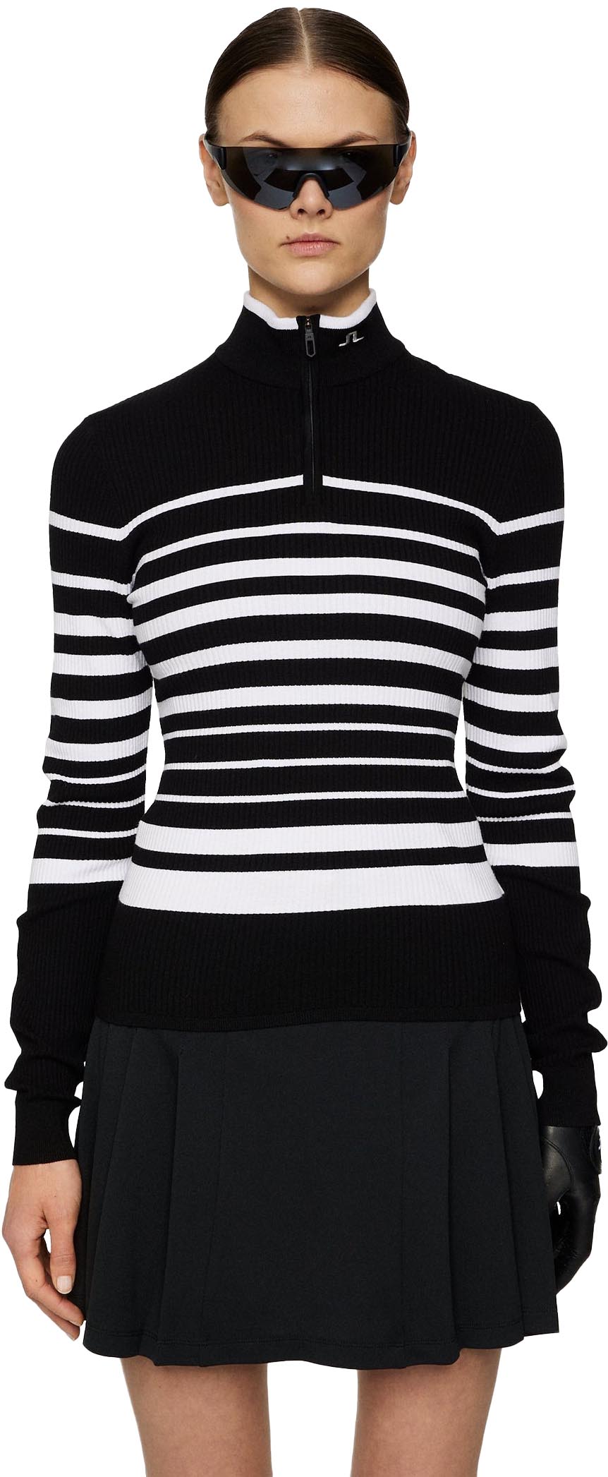Cheryl Knitted Zip Sweater Dame Black