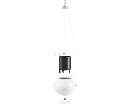 Lechuza Bola Color 23 hangpot, kunststof, 23 x 23 x 18 cm, wit, inclusief zelfbewateringssysteem, planteninzet en substraat