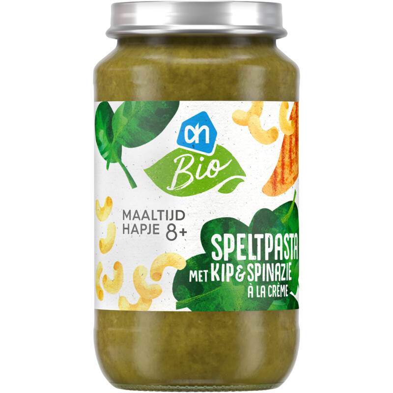 AH Biologisch Speltpasta met kip en spinazie 8m+