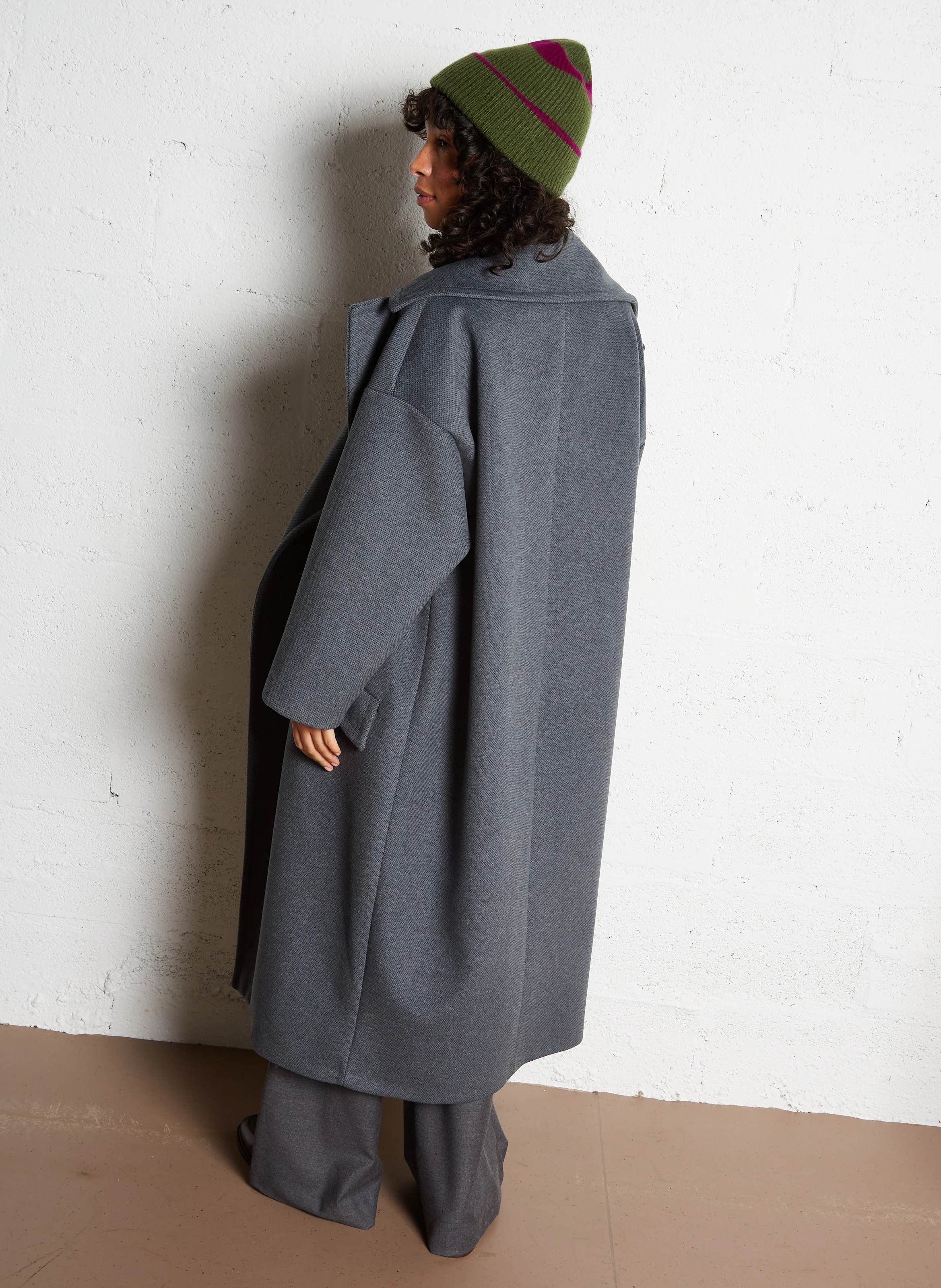 Manteau long ample| Gris