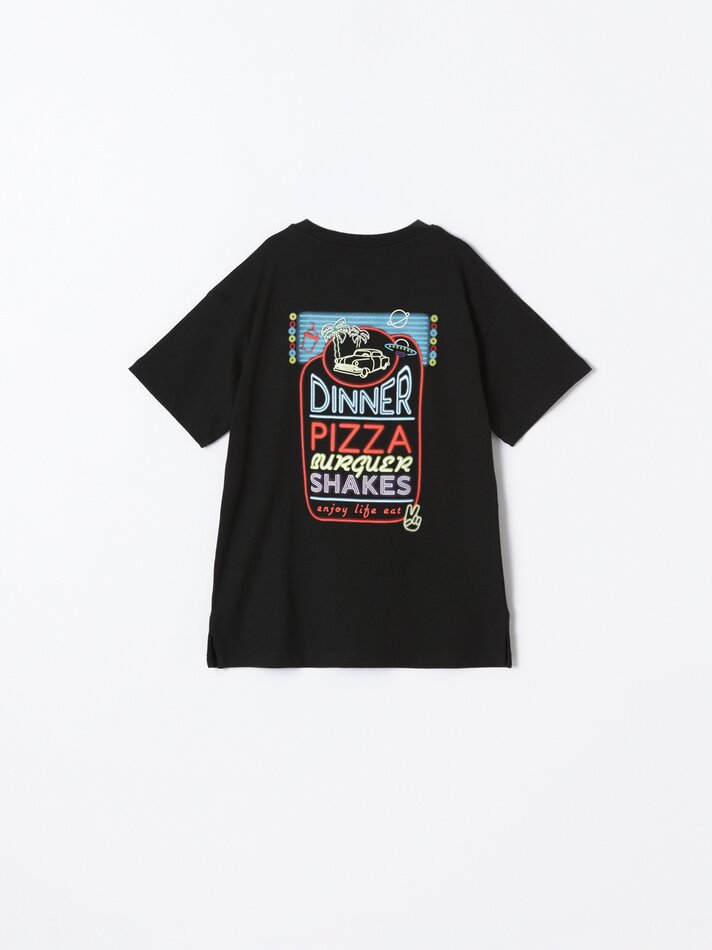 Camiseta com estampa neon - Preta