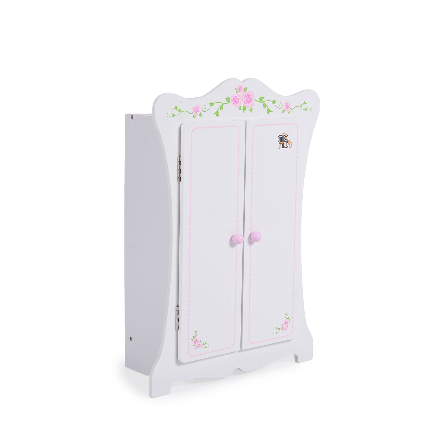 Moni Puppenkleiderschrank PH12B011, Holz, Maße 42,5 x 22 x 57 cm, 3 Kleiderbügel weiß