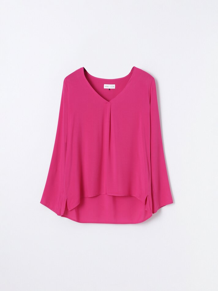 Camisa com decote em V - Rosa
