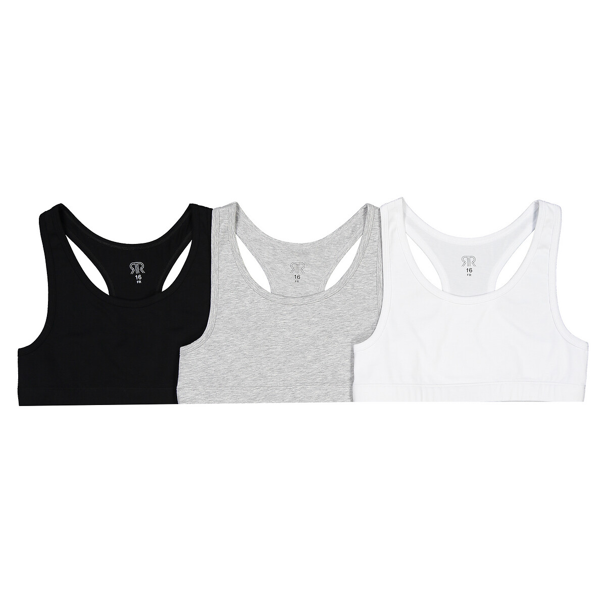 COLEÇÃO LA REDOUTE<br>Conjunto de 3 bustiês lisos de algodão