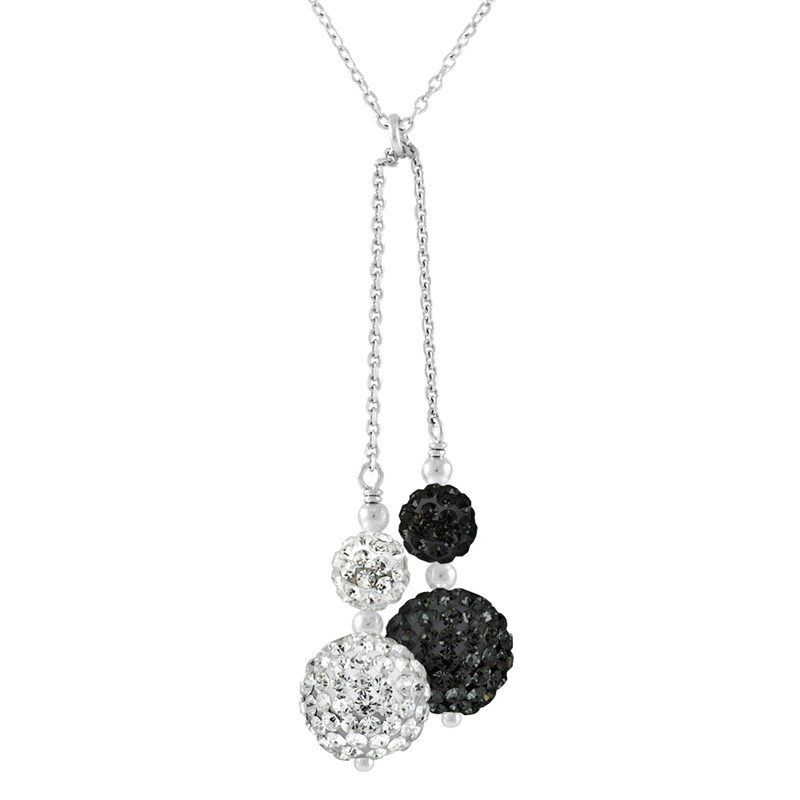 Collier - Cristal blanc/noir - Argent 925