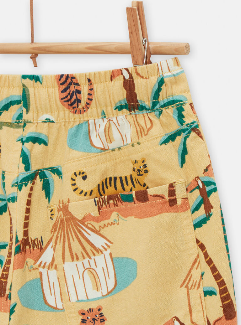 Bermuda jaune pâle imprimé savane pour garçon