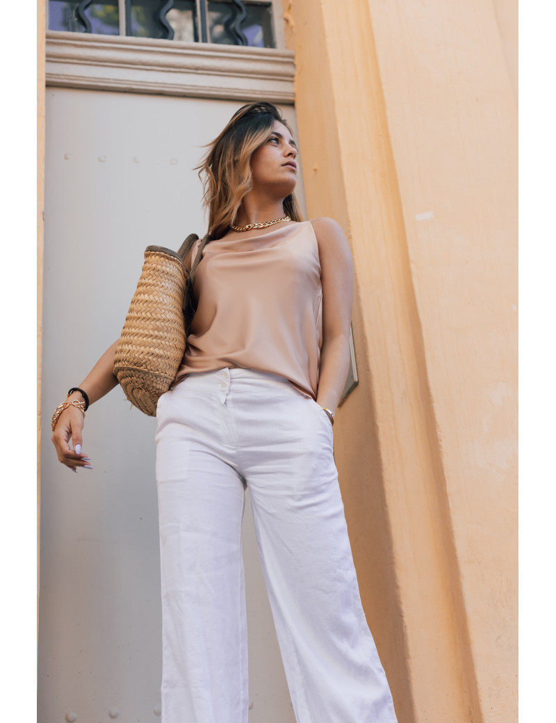 HBT NEW HARMONY MIX LIN - CHLOÉ PANTALON BLANC