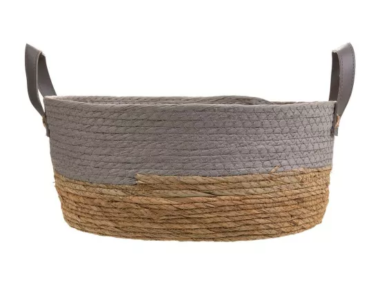 Panier gris en corde tressée 40x30x18h