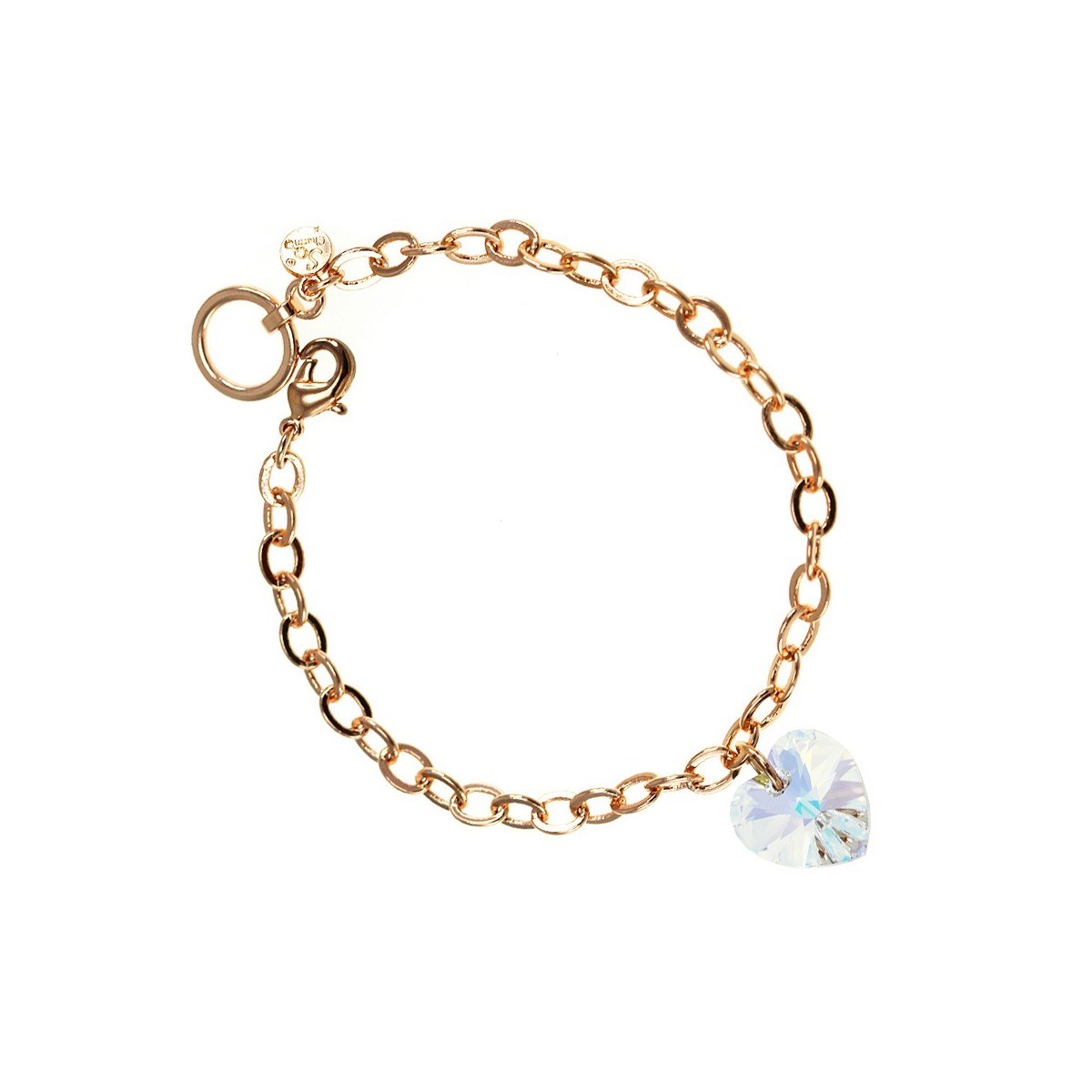 Bracelet doré rosé et coeur irisé SC Crystal orné de Cristaux scintillants