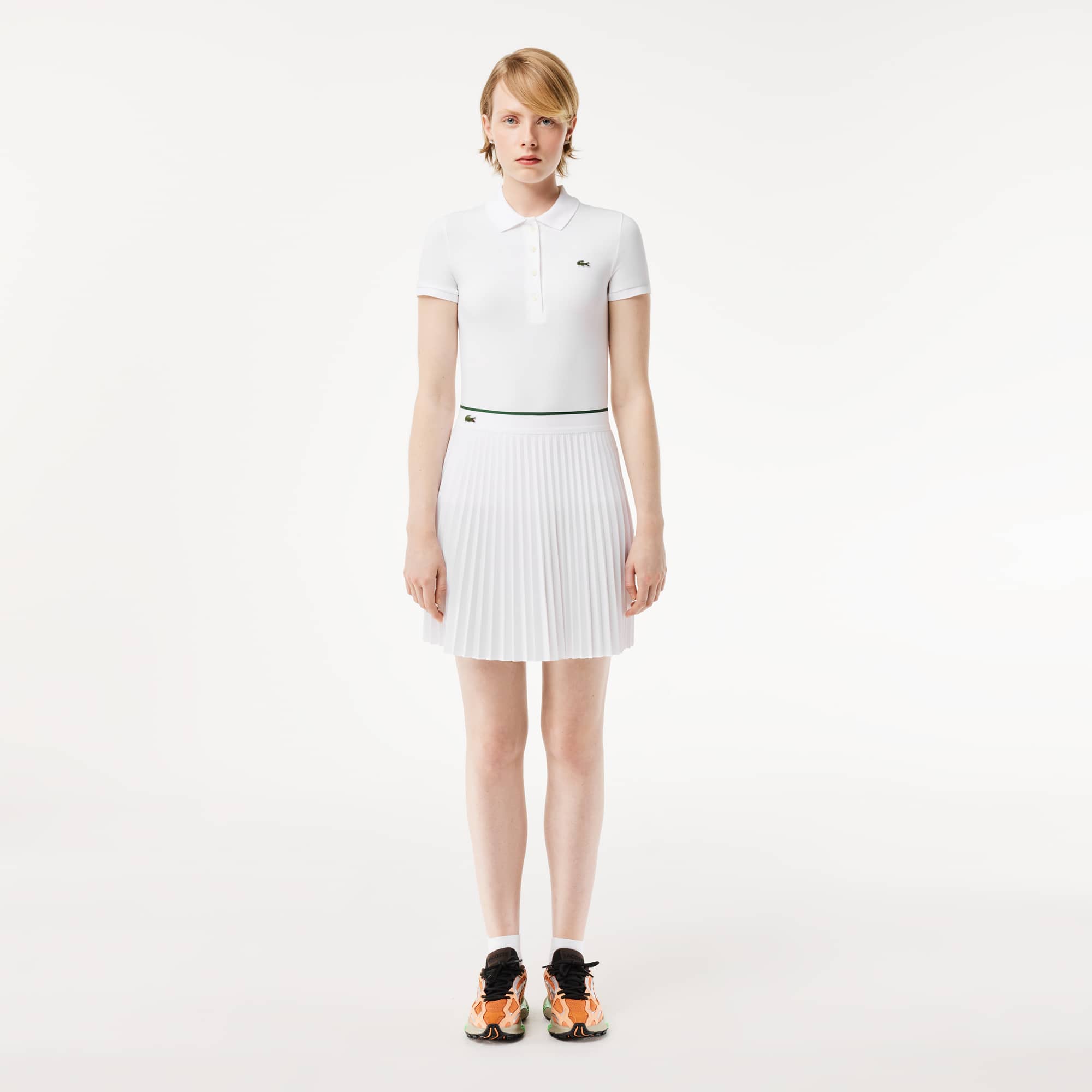 Jupe courte plissée avec ceinture élastiquée Robes & Jupes - Blanc - Lacoste - Femme