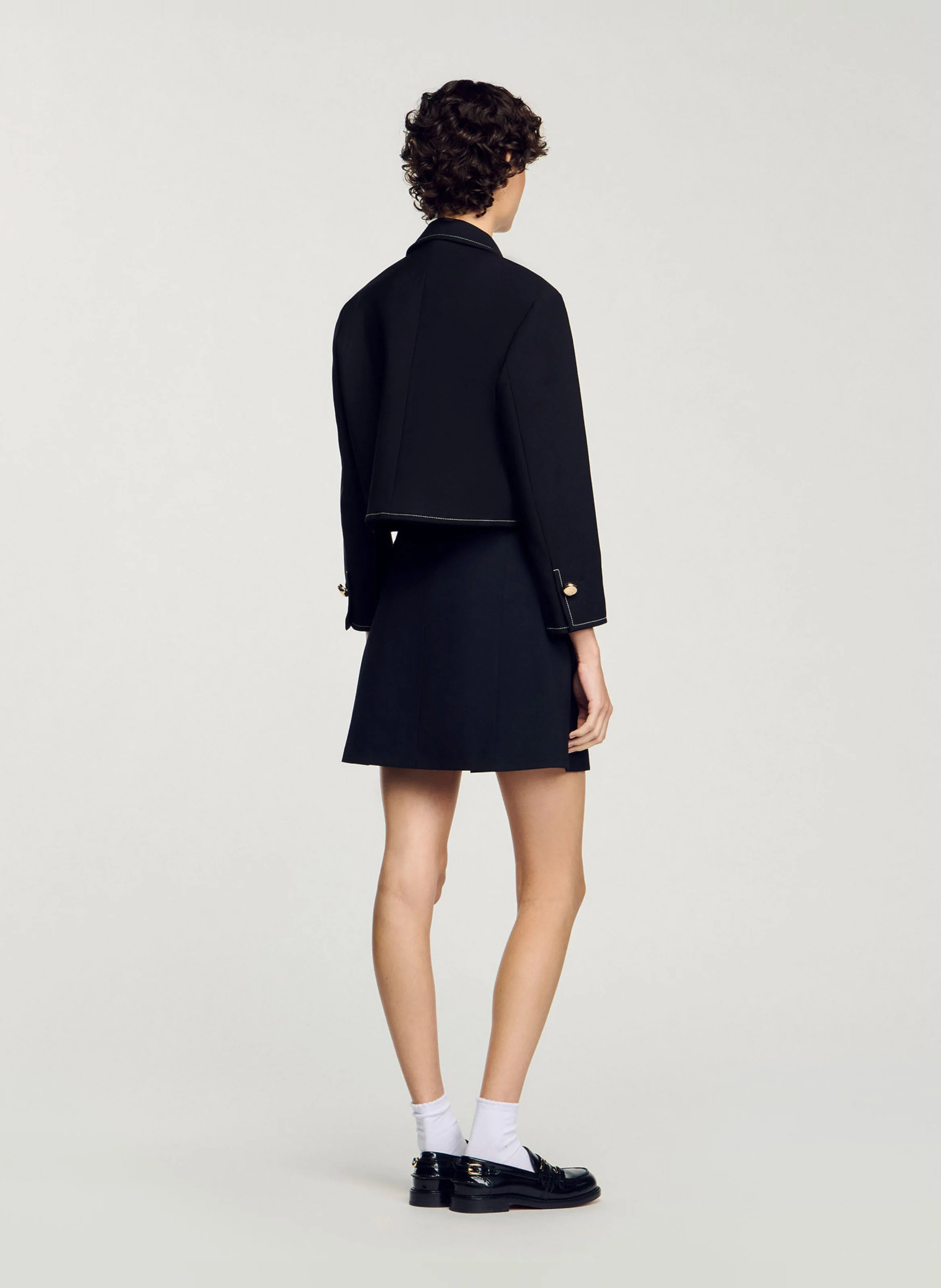 Veste droite col claudine | Noir