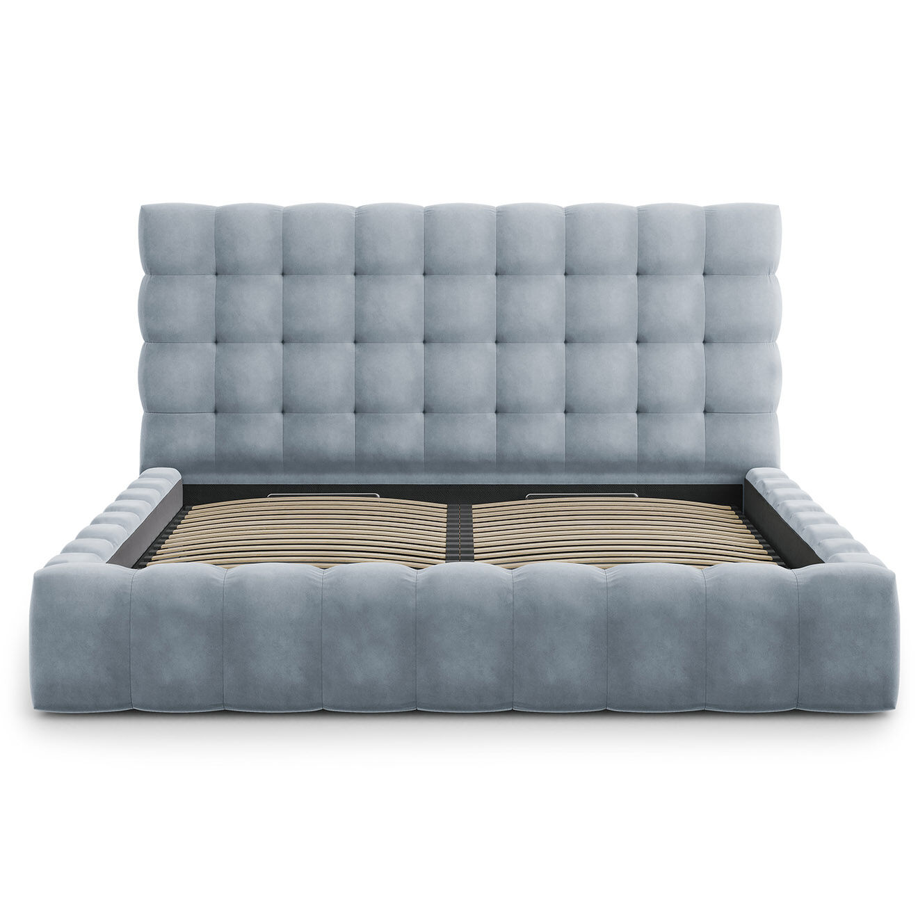 Cosmopolitan Design Lit avec coffre de rangement Bali Velours bleu clair - 200x200 cm