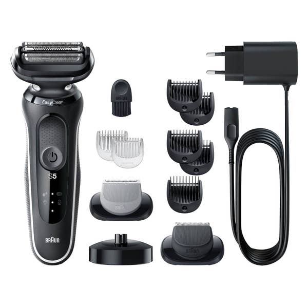 Braun Series 5 51-W4650cs Elektrorasierer für Herren mit 2 EasyClick-Aufsätzen, Ladestation, Weiß
