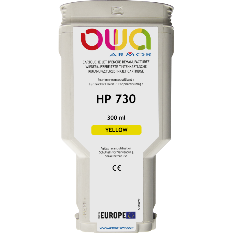 Cartouche d'encre traceur remanufacturée OWA - standard - Jaune - pour HP 730
