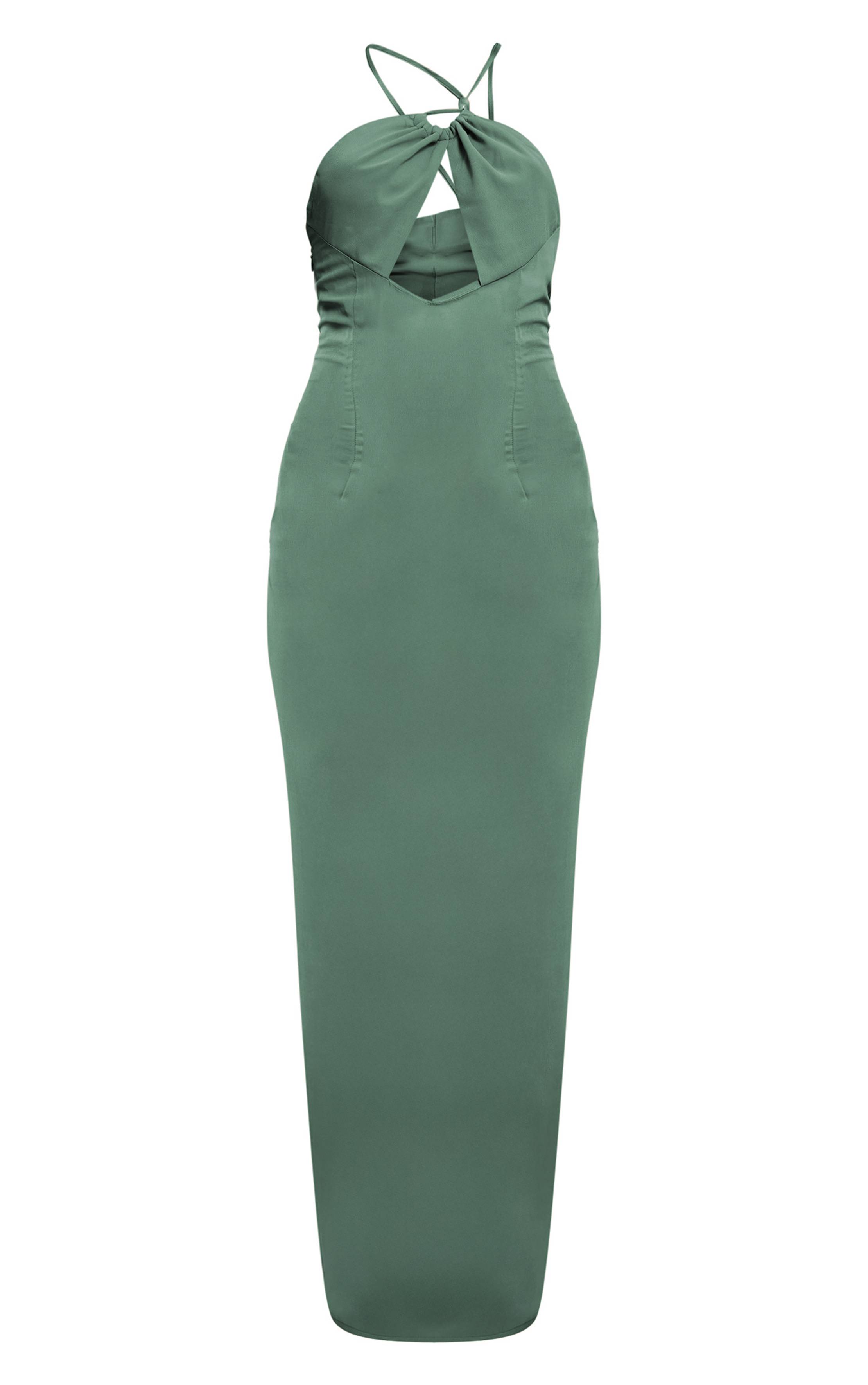 Vert Sauge Robe De Plage Maxi En Mousseline Avec Découpes Et Ornements De Perles