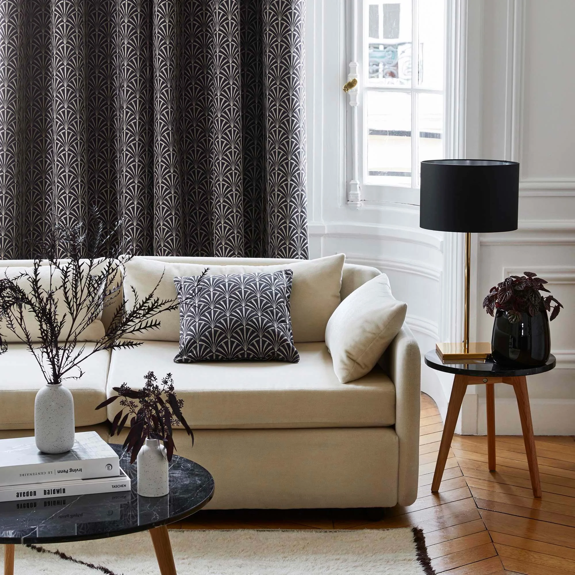 ARDECO - Rideau à oeillets noirs doublé | Noir