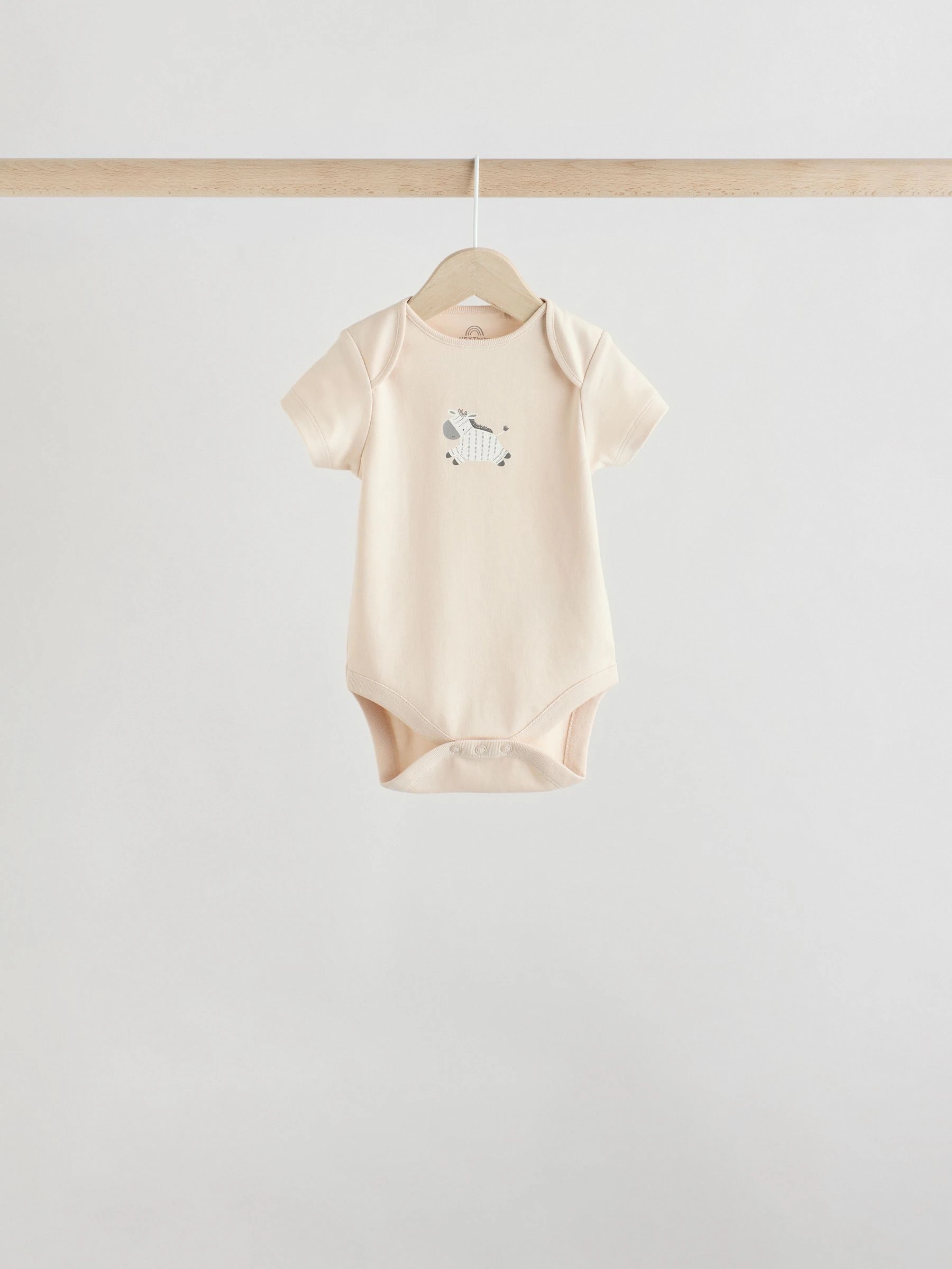 Grijs met zebraprint - Baby Bodysuits met Korte mouwen 100% katoen 5 verpakking