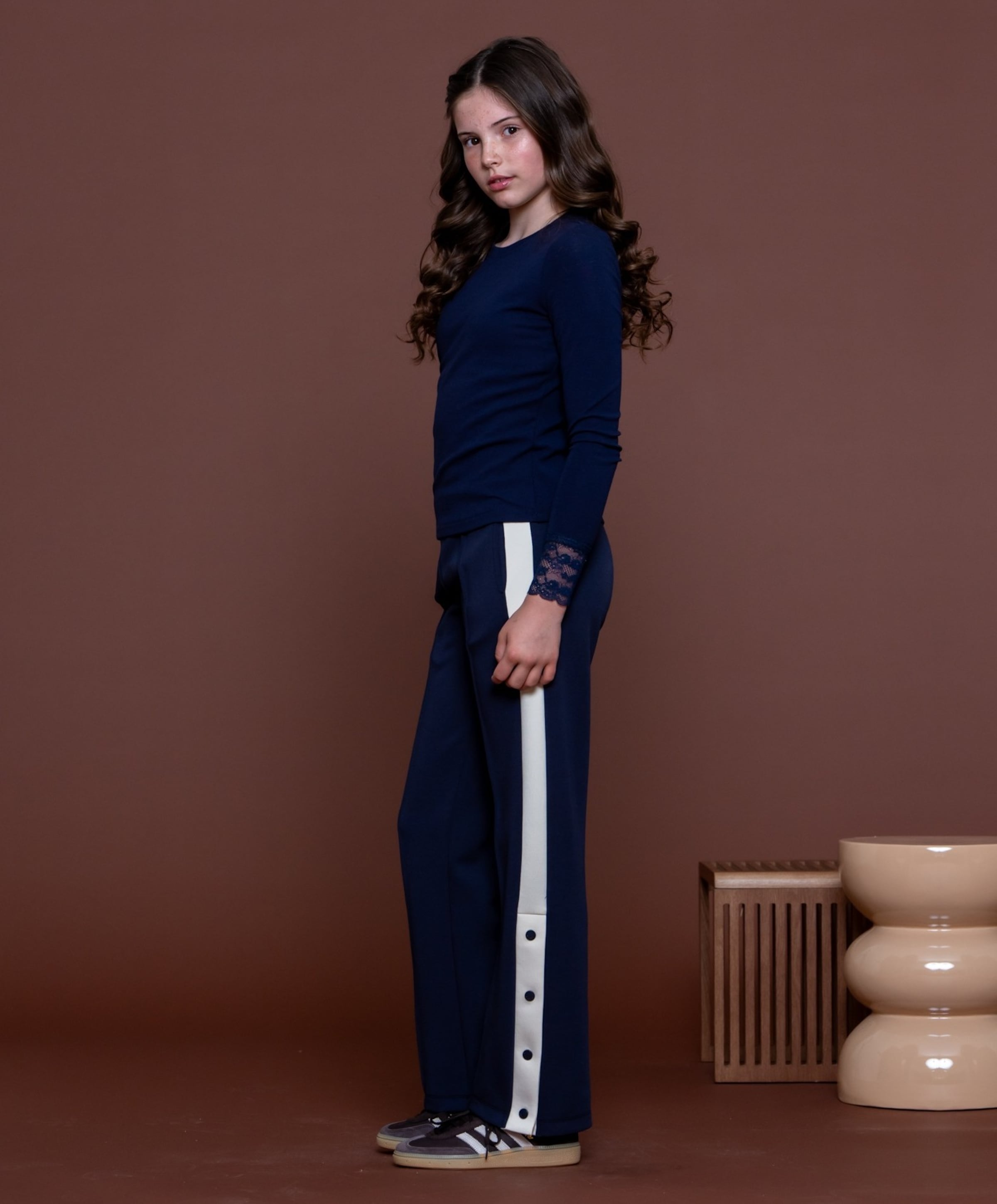 Geisha Trackpants buttons meisjes broek blauw