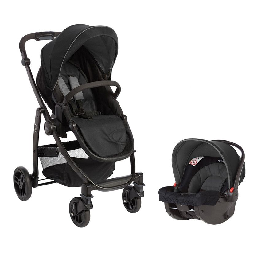 Poussette duo Evo Travel - Noir/Gris - Ecru