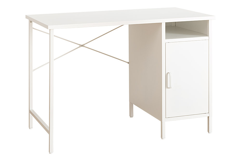 Industrie Design Schreibtisch DURA STEEL 100cm weiß Metall mit Stauraum