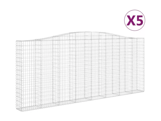 Paniers à gabions arqués 5 pcs 400x30x160-180 Fer galvanisé