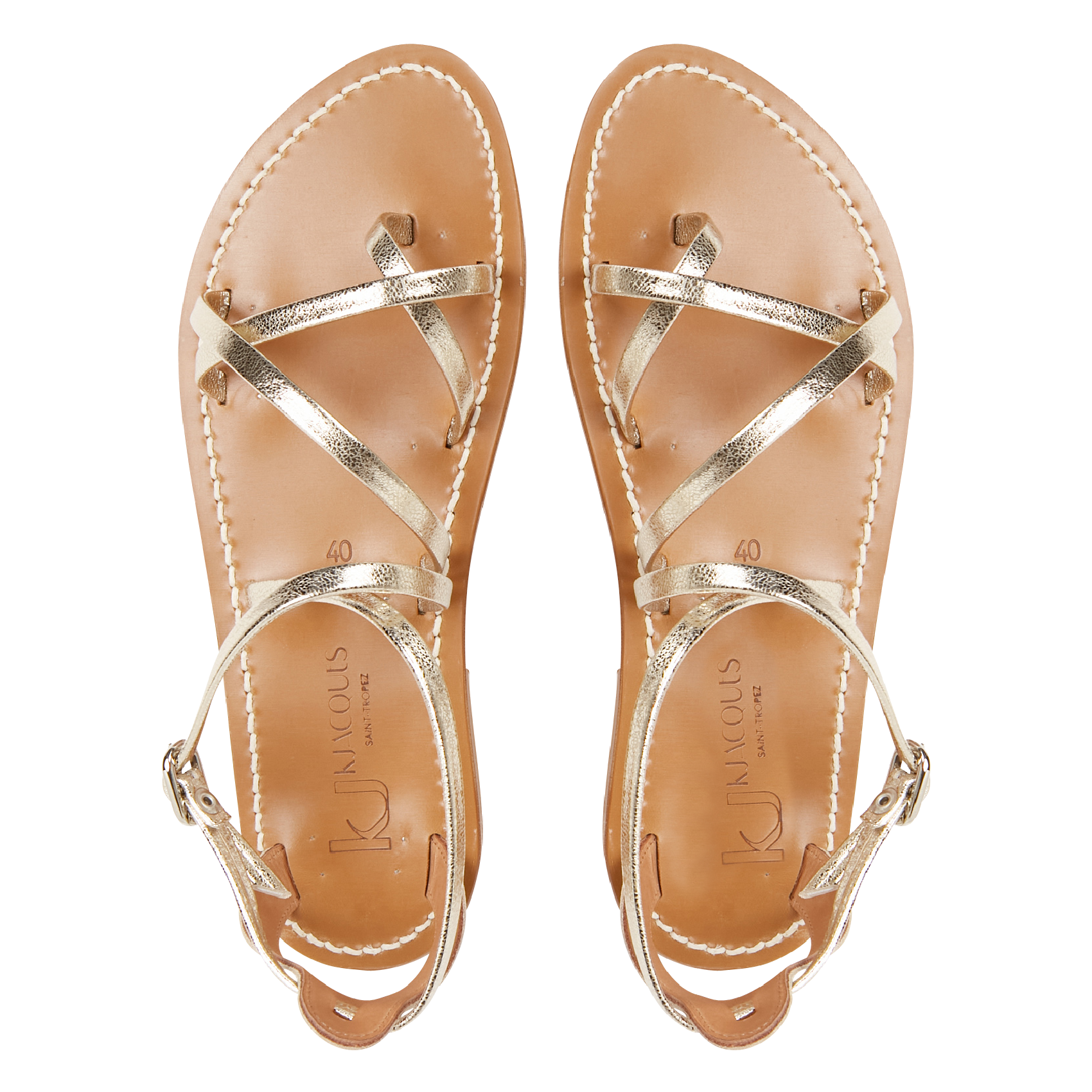 IRINA - Sandales plates en cuir | Doré