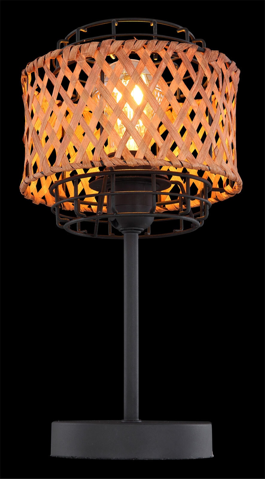 GINA Tischlampe braun, schwarz 15668T, D/H: 17 x 32 cm, Metall, Holz