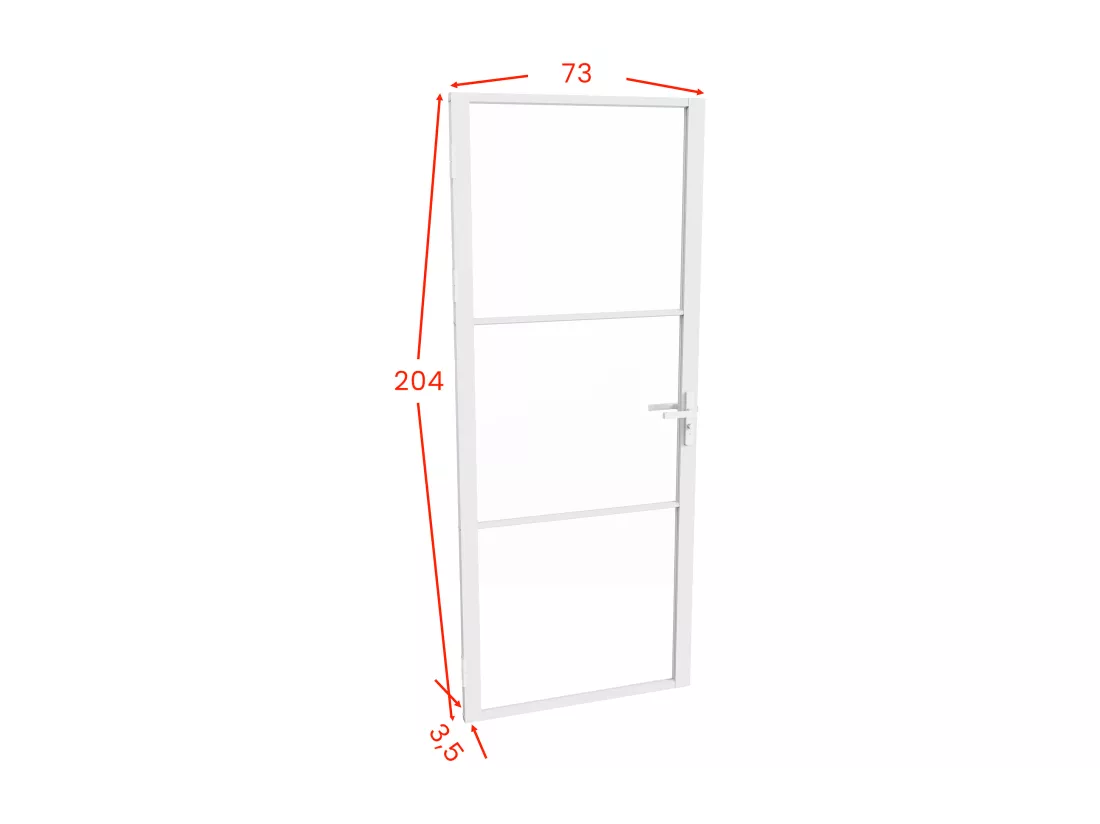 Bloc porte réversible en aluminium et verre trempé - H204 x L73 cm - Blanc - MASERU