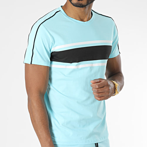 Ensemble Tee Shirt Et Short Jogging E384 Bleu Clair